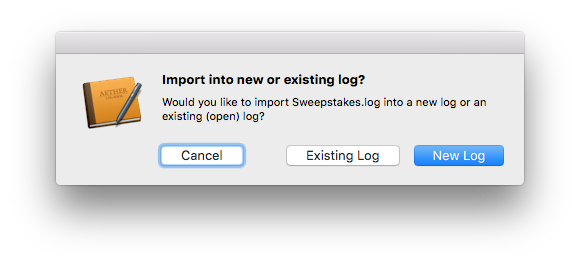 Import into new or existing log prompt