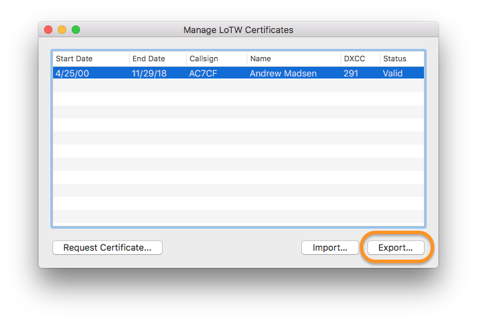 Aether Manage Certificates Import Button