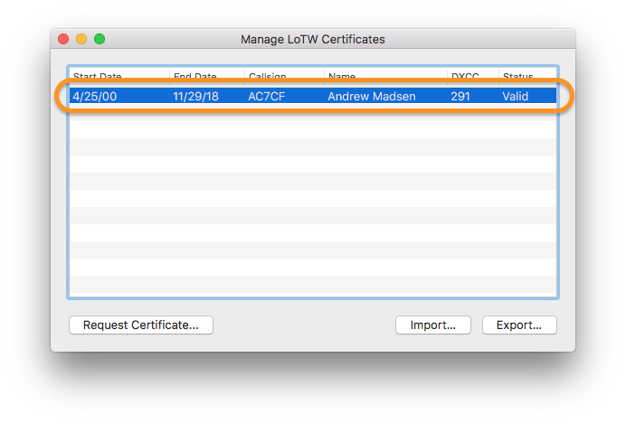 Aether Manage Certificates Select Certificate