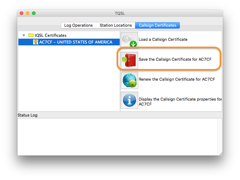 TQSL Callsign Certificates Tab