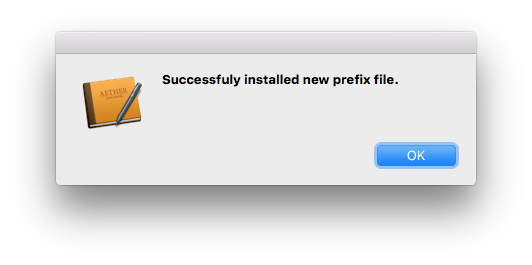 Install prefix file successful